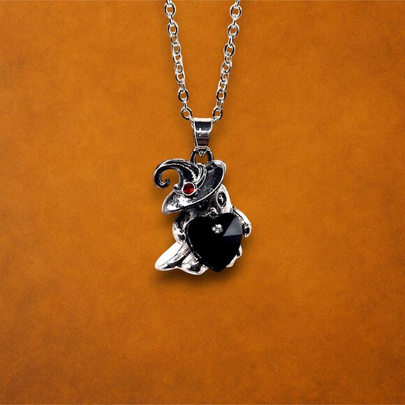 Witch Hat Ghost Heart Necklace - Picture 1 of 1